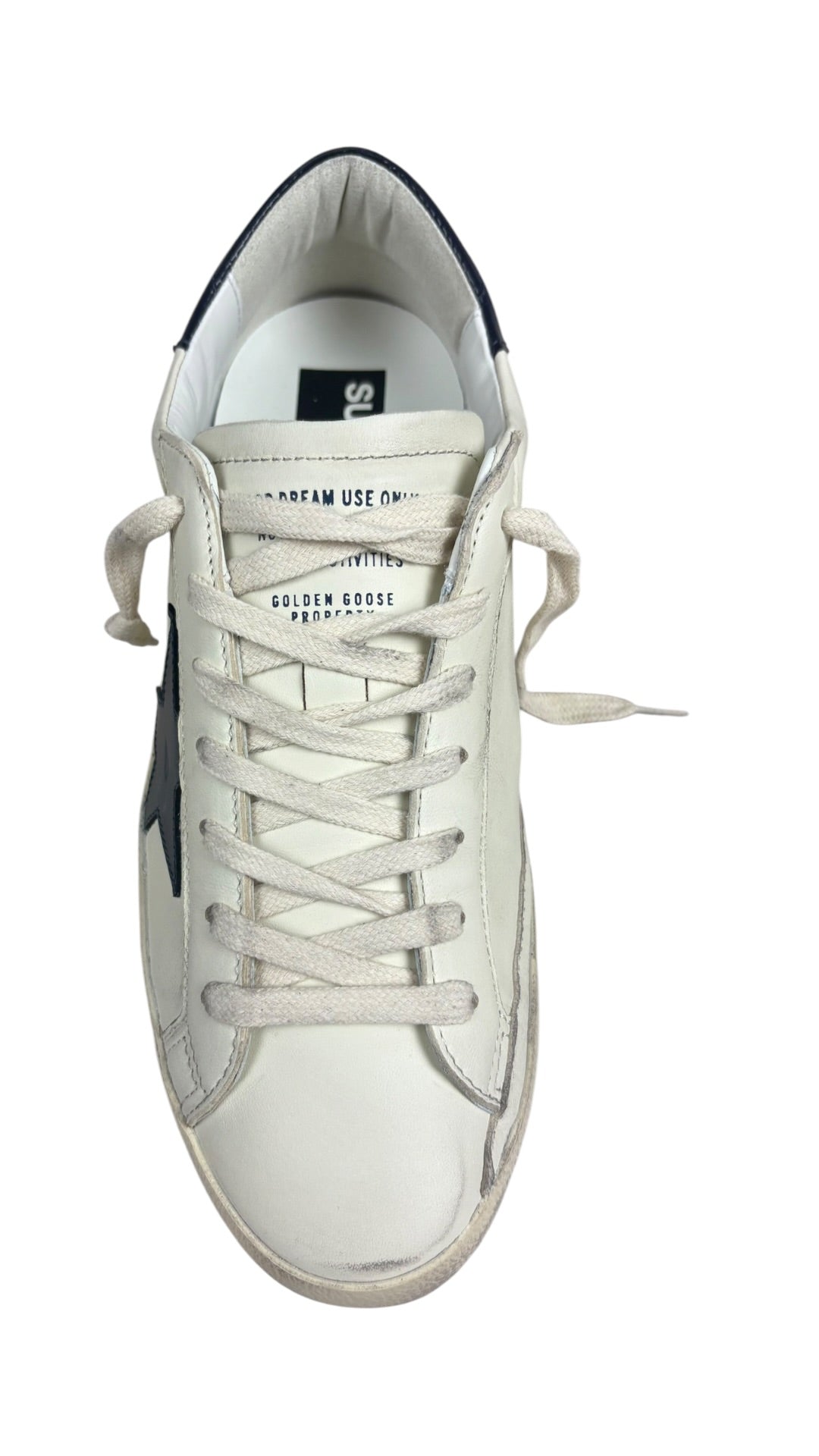 Sneakers Golden Goose Super-Star nappa beige bleu nuit - Neuf