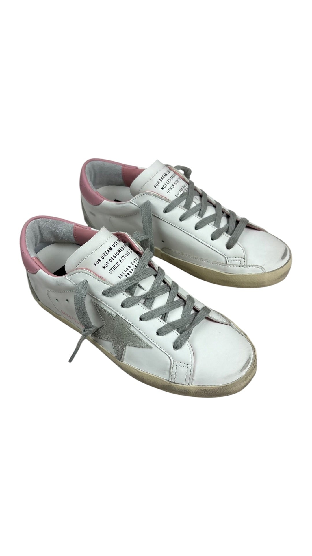 Sneakers Golden Goose Super-Star femme cuir blanc rose clair neuf - vue 3/4