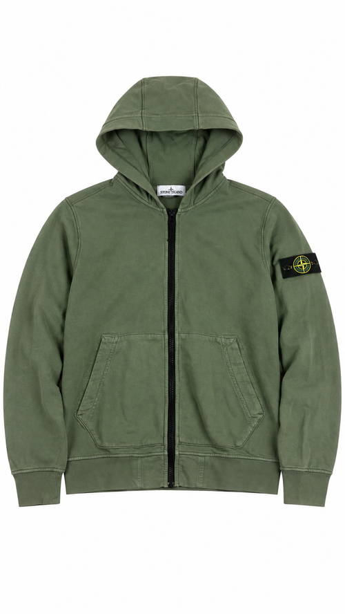 Stone Island Junior Zip-Up Hoodie Sweatshirt - Khaki - Size 12 Years