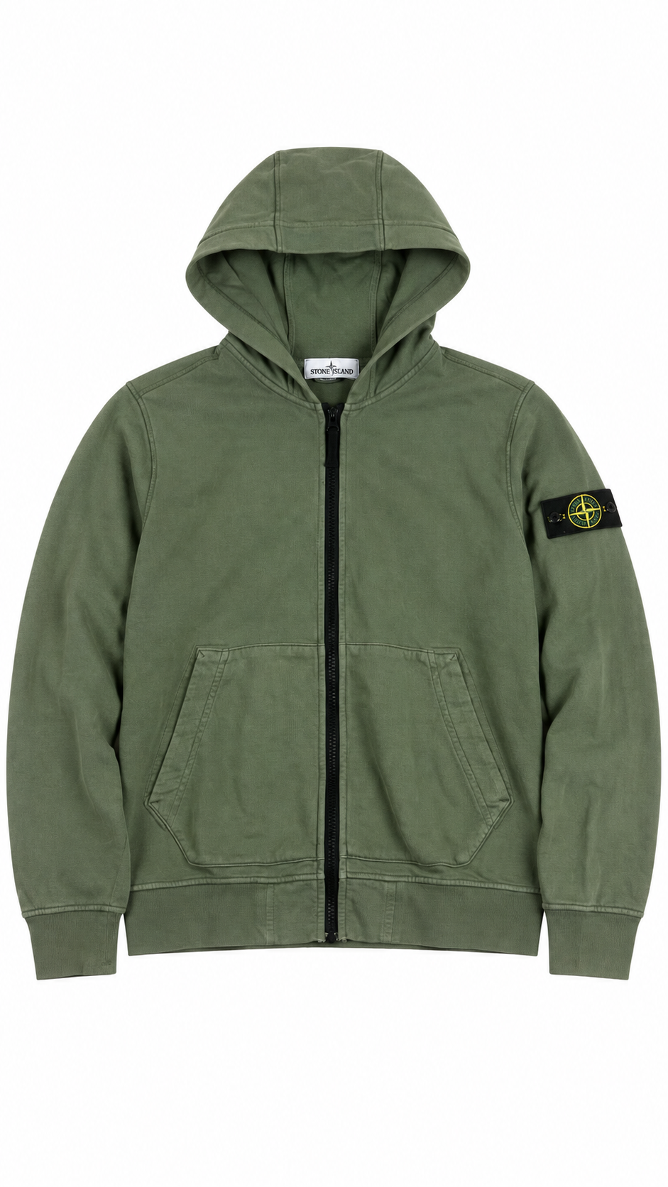 Sweat-shirt Hoodie Zippé Stone Island Junior, Kaki, Taille 12 ans — photographie principale