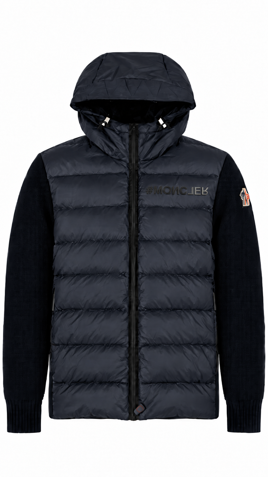 Cardigan Zippé à Capuche Moncler Grenoble Hybride, Marine, Taille L, Neuf — photographie principale