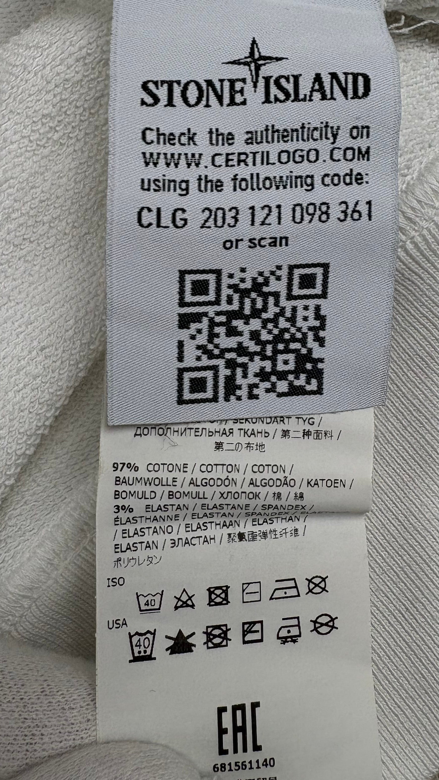 Hoodie Stone Island blanc taille M - vue 4/4