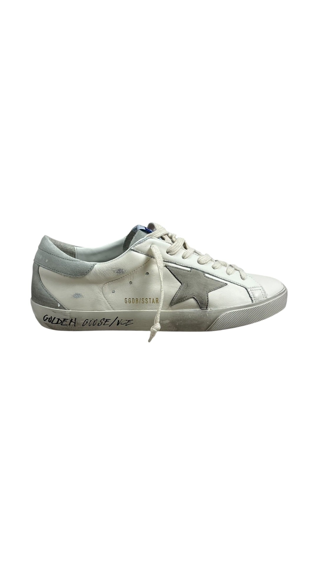 Sneakers Golden Goose Super-Star nappa et nubuck blanc gris glacé - Neuf