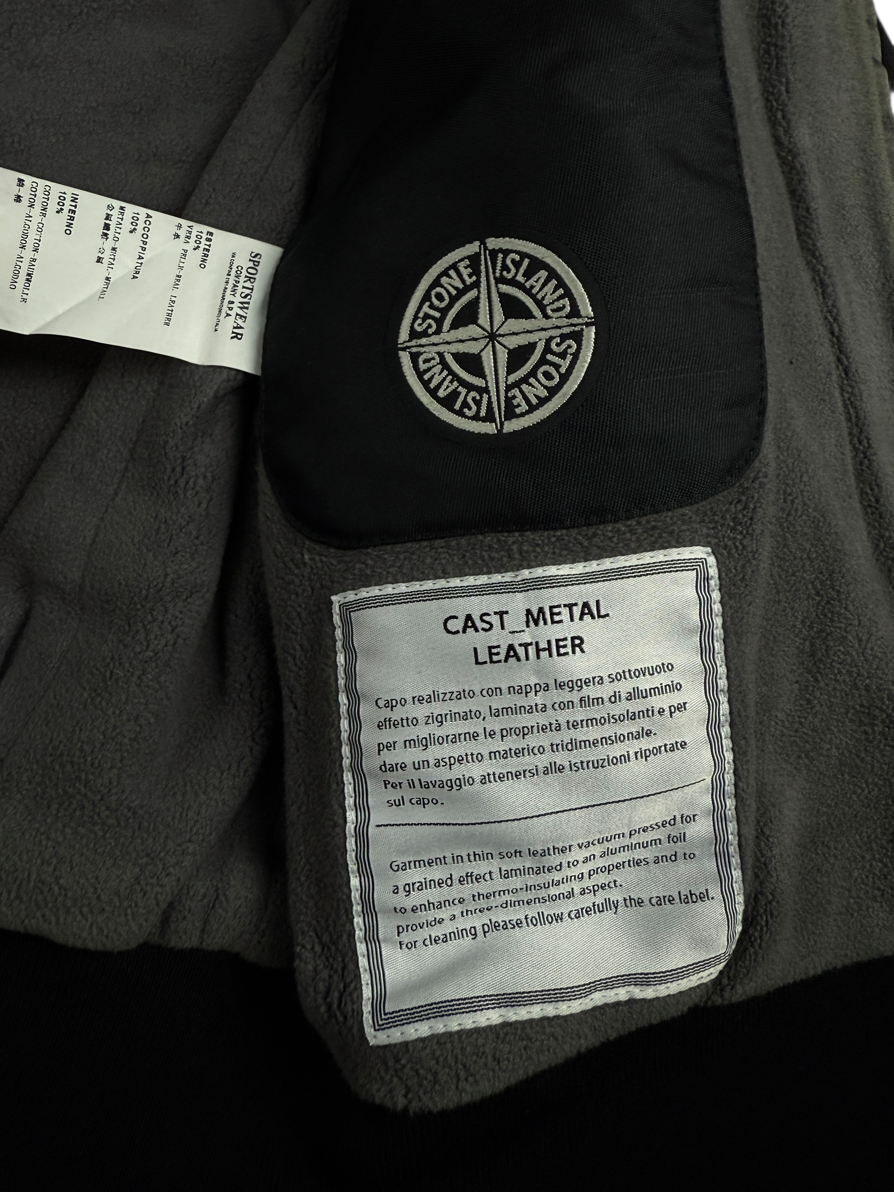 VESTE STONE ISLAND CAST_METAL LEATHER - NOIR - TAILLE M