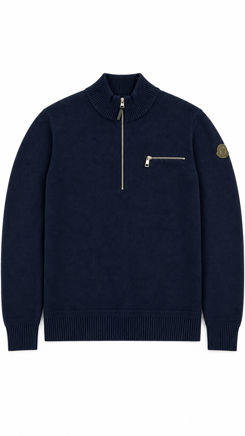 Pull Demi-Zip Moncler - Marine - Taille L - Neuf