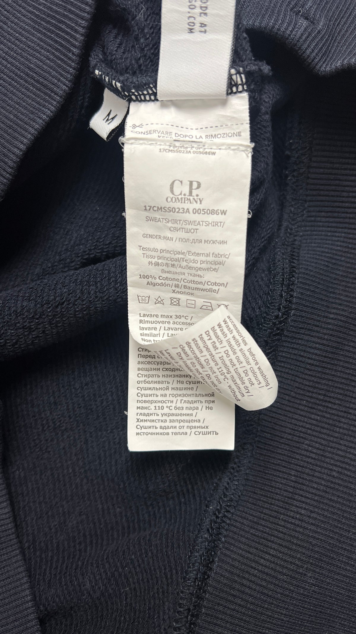 Sweat-shirt Crewneck C.P Company Diagonal Raised Fleece Lens, Marine, Taille M — photographie complémentaire 5