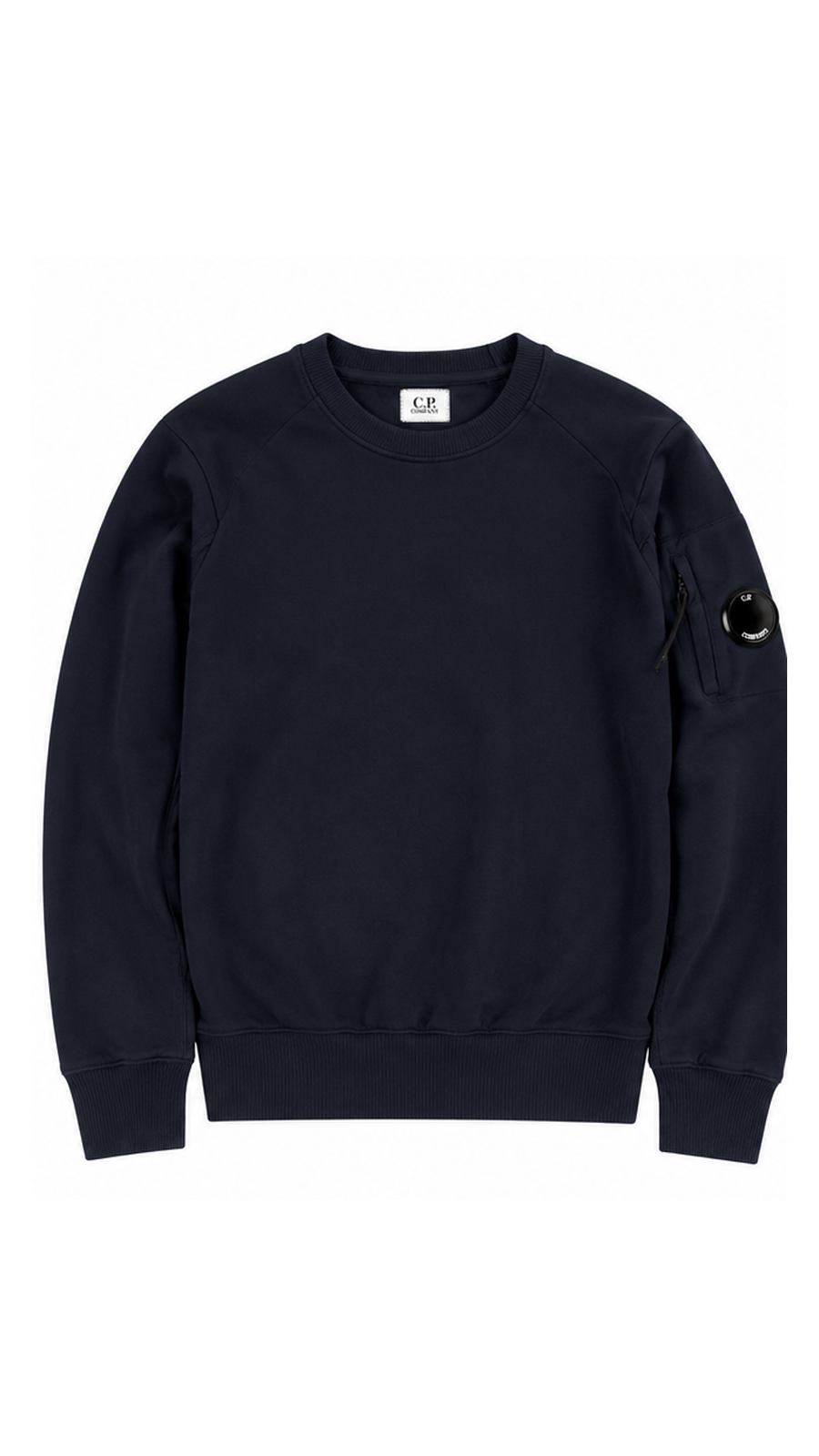Sweat-shirt Crewneck C.P Company Diagonal Raised Fleece Lens, Marine, Taille M — photographie principale