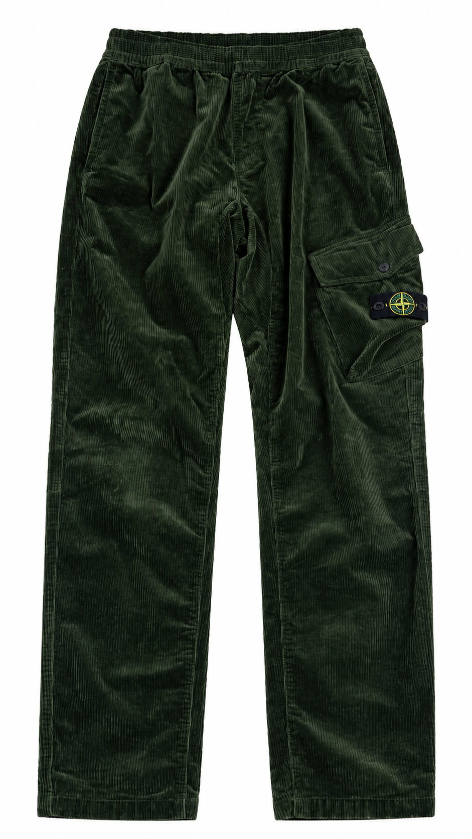 Pantalon Cargo Stone Island Junior en Velours Côtelé, Vert, Taille 14 ans — photographie principale