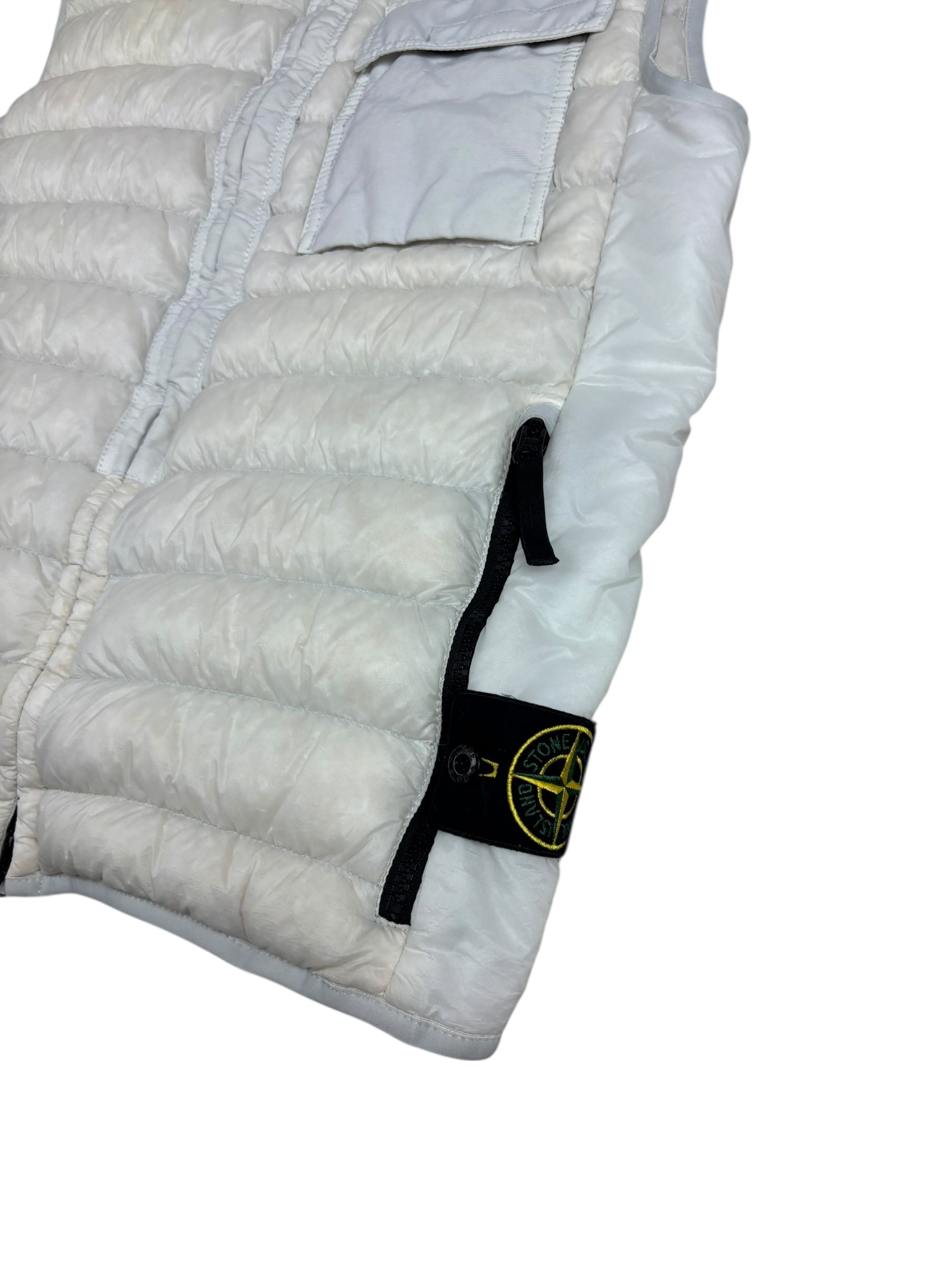 GILET STONE ISLAND GARMENT DYED MICRO YARN DOWN - BLANC - TAILLE M