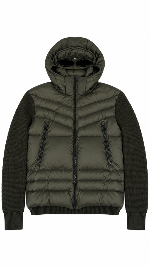 Doudoune Hybride à Capuche C.P Company Goggle - Kaki - Taille 50
