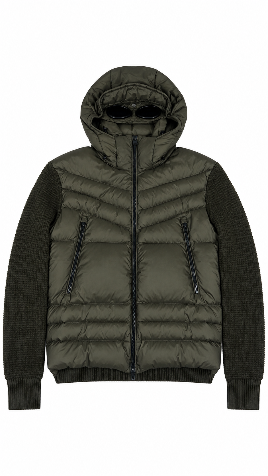 Doudoune Hybride à Capuche C.P Company Goggle, Kaki, Taille 50 — photographie principale