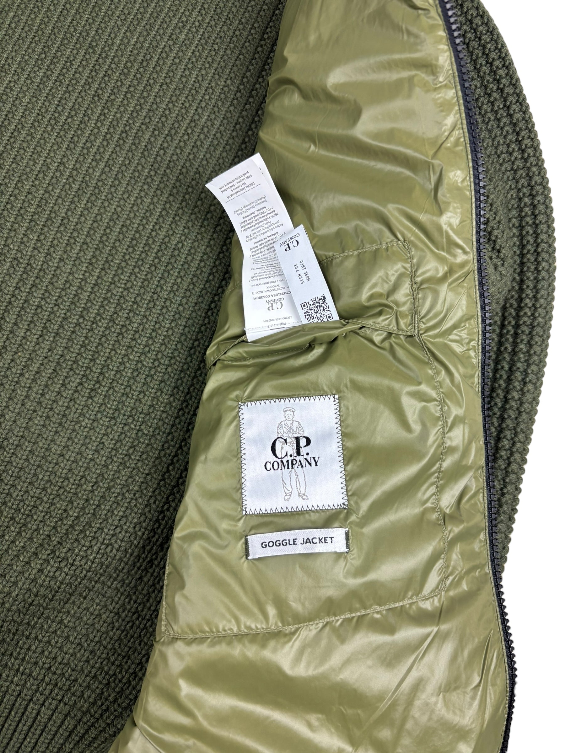 CARDIGAN C.P COMPANY D.D. SHELL DOWN GOGGLE JACKET - KAKI - TAILLE XS - NEUF