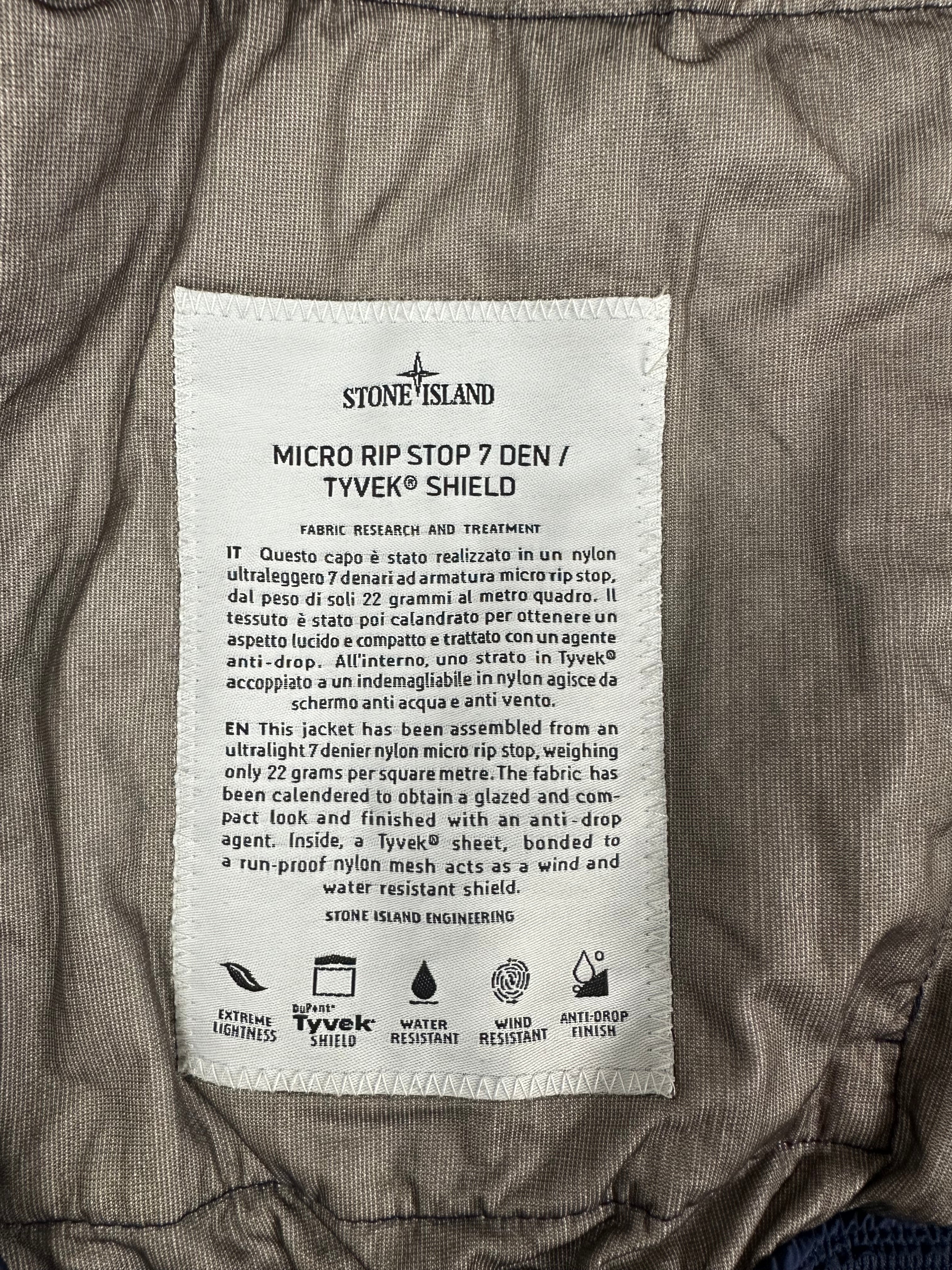 VESTE STONE ISLAND MICRO RIP STOP 7 DEN / TYVEK SHIELD - MARINE - TAILLE S