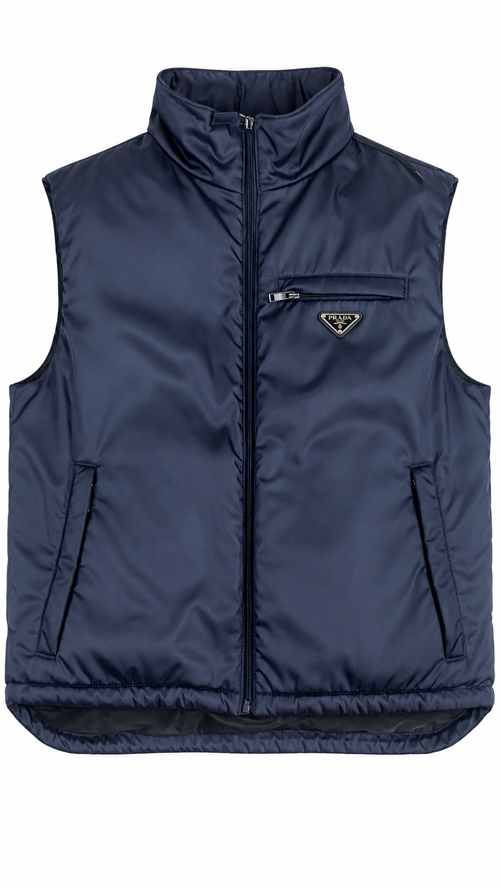 Gilet Doudoune Sans Manches Prada en Nylon - Marine - Taille 46