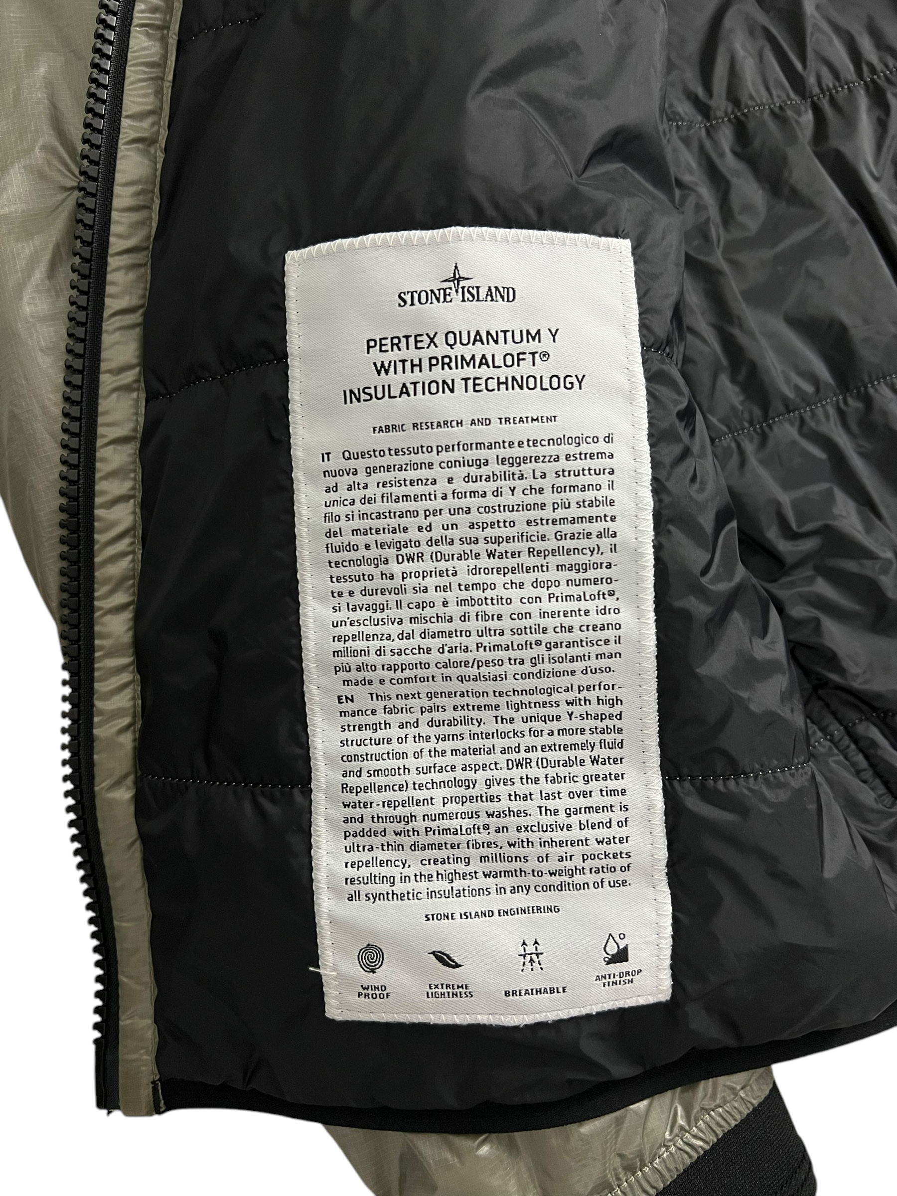 VESTE STONE ISLAND PERTEX QUANTUM Y WITH PRIMALOFT INSULATION TECHNOLOGY