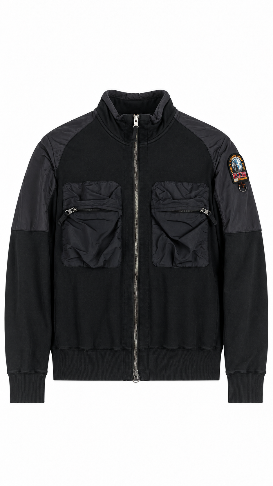 Sweat-shirt Zippé Parajumpers Fleece à Poches Nylon, Noir, Taille M — photographie principale