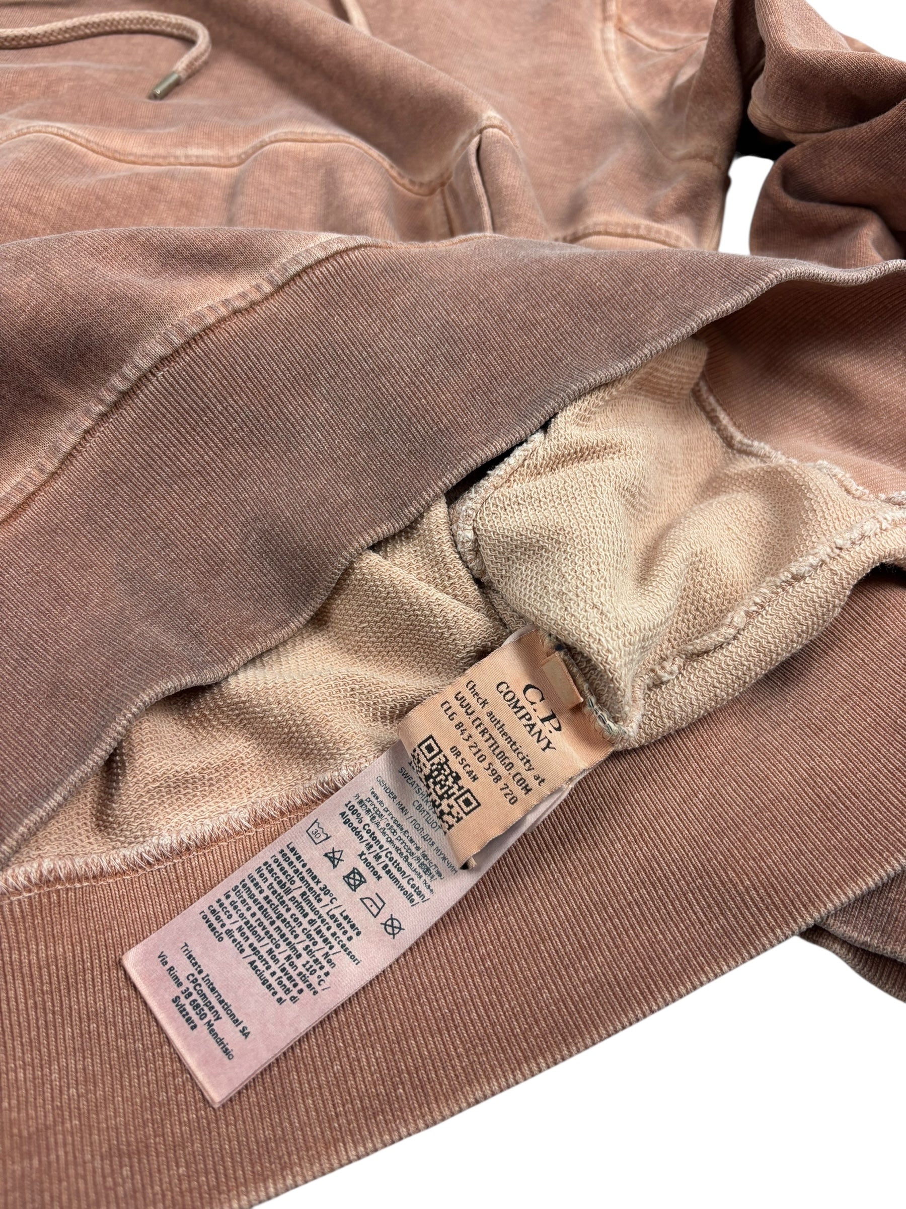 HOODIE C.P COMPANY INTERNALLY COLOURED ENVELOPE - ROSE - TAILLE S