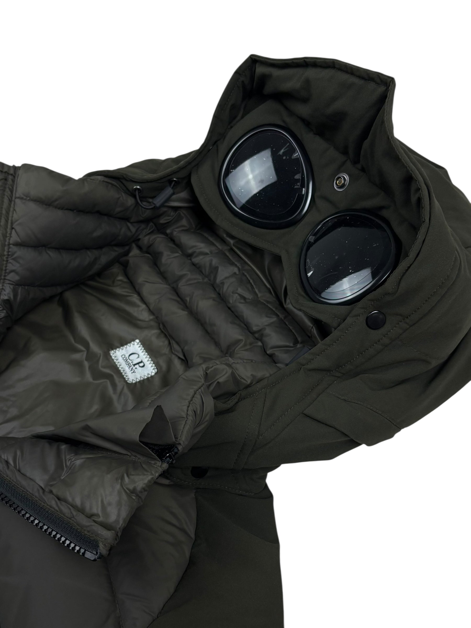 CARDIGAN C.P COMPANY DOWN GOGGLE JACKET - KAKI - TAILLE 52