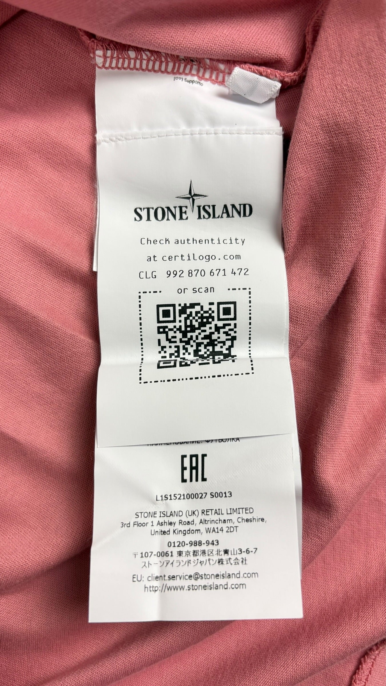 TEE-SHIRT STONE ISLAND - ROSE - NEUF - COLLECTION 2026