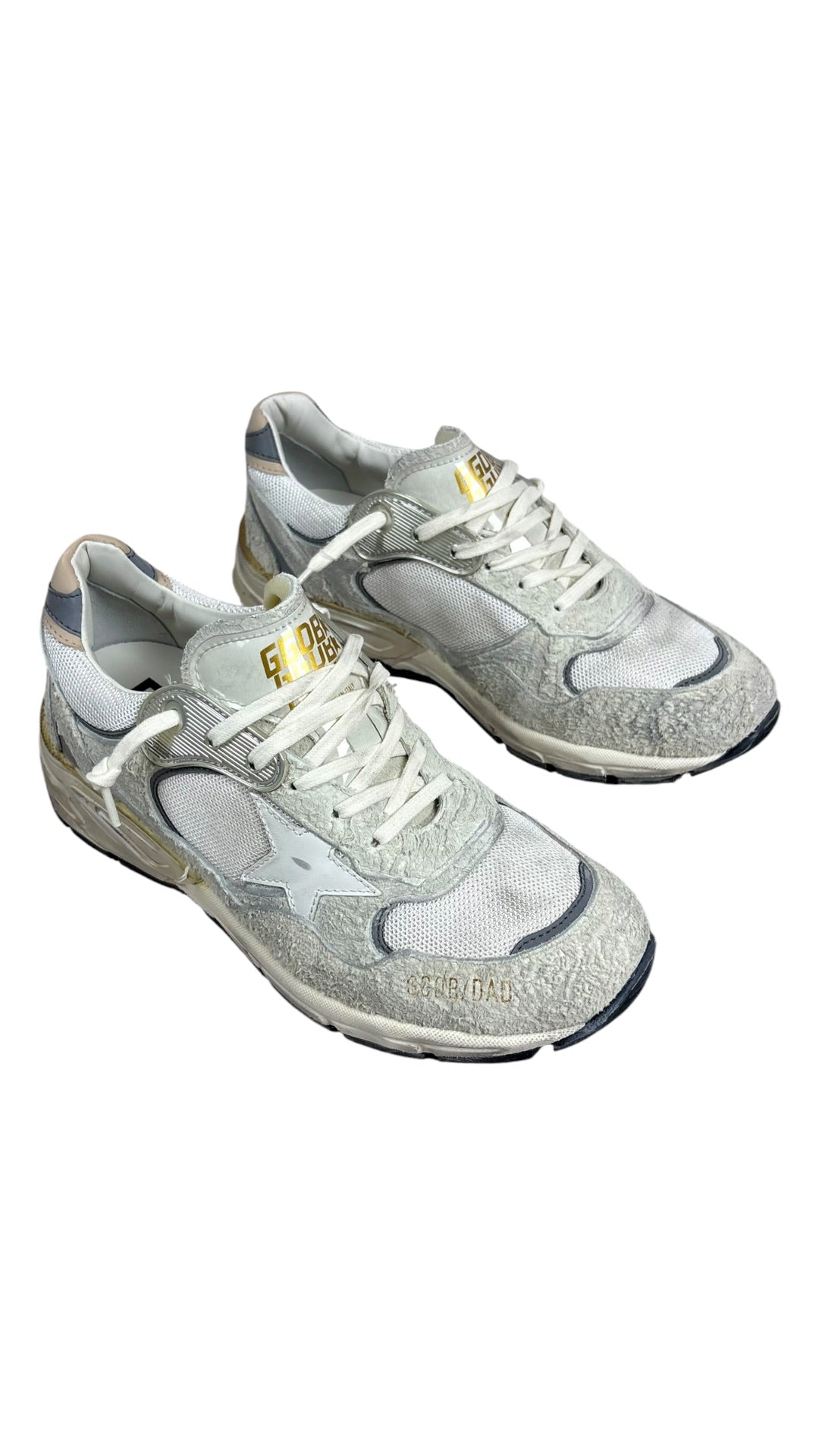 Sneakers Golden Goose Dad-Star daim et résille blanc argent neuf - vue 3/4