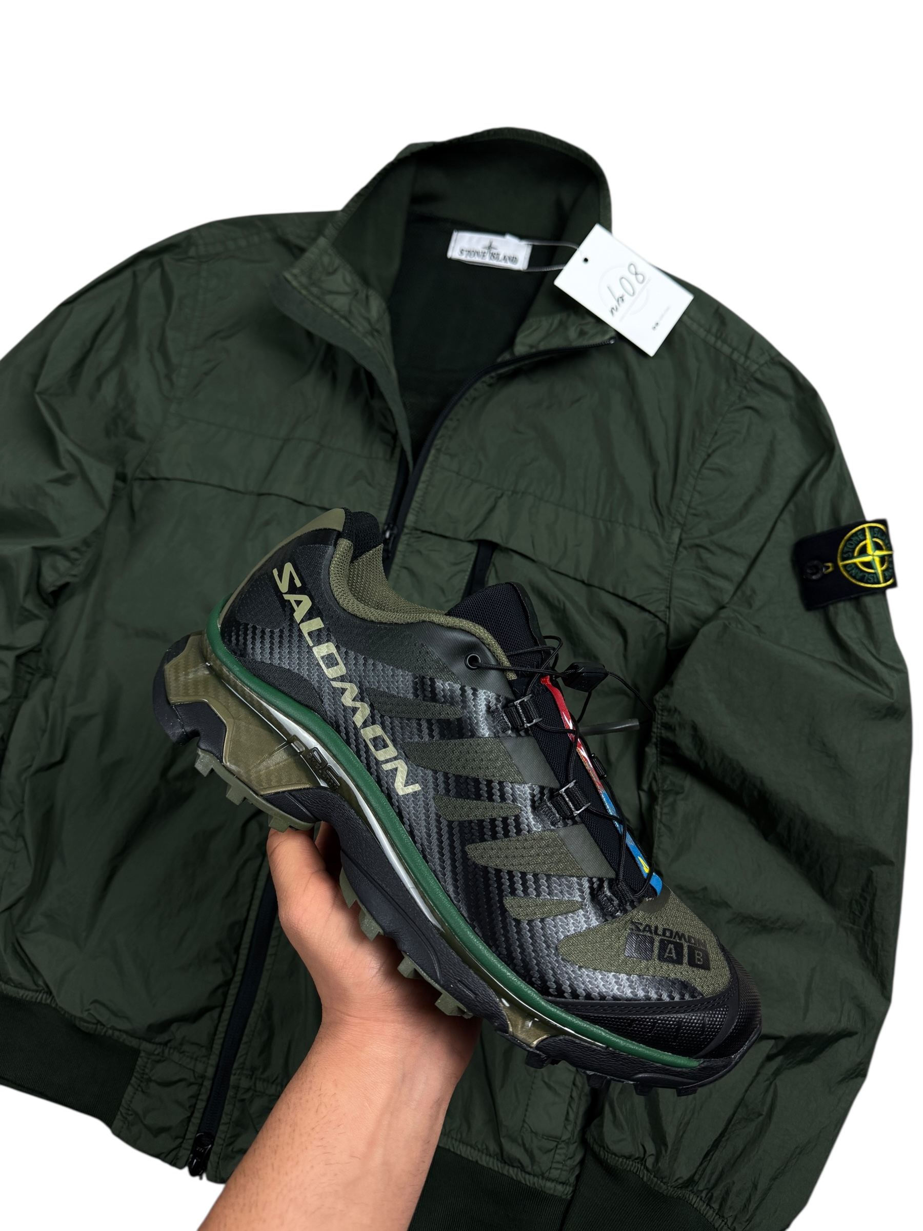 VESTE STONE ISLAND GARMENT DYED CRINKLE REPS R-NY - VERT - TAILLE S