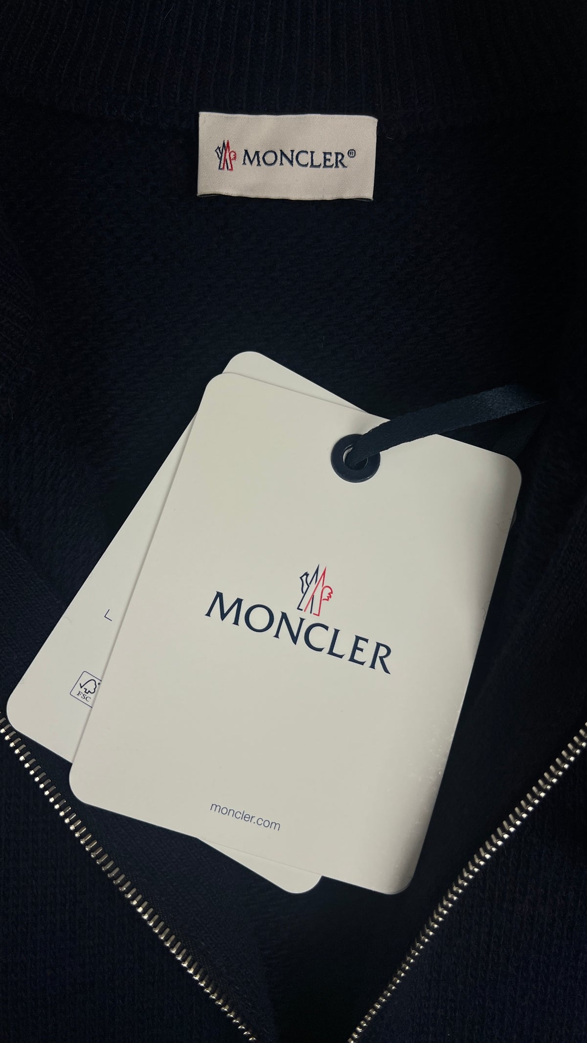 Pull Demi-Zip Moncler, Marine, Taille L, Neuf — photographie complémentaire 4