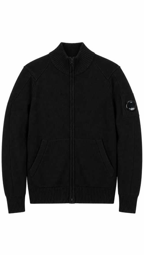 Pull Zippé C.P Company Lens en Laine - Noir - Taille 50