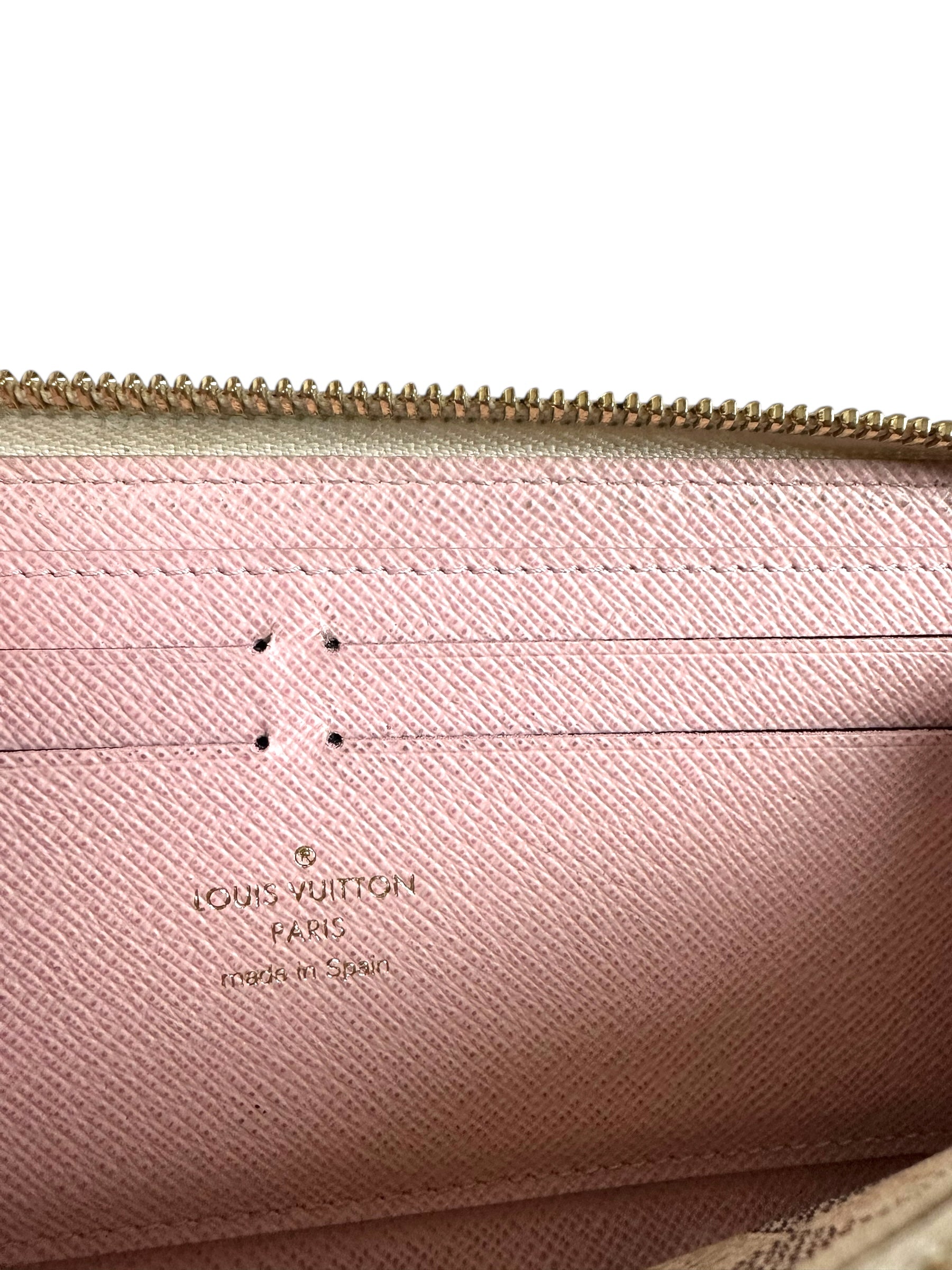 PORTE FEUILLE LOUIS VUITTON CLÉMENCE - TOILE DAMIER AZUR - ROSE - GI2147
