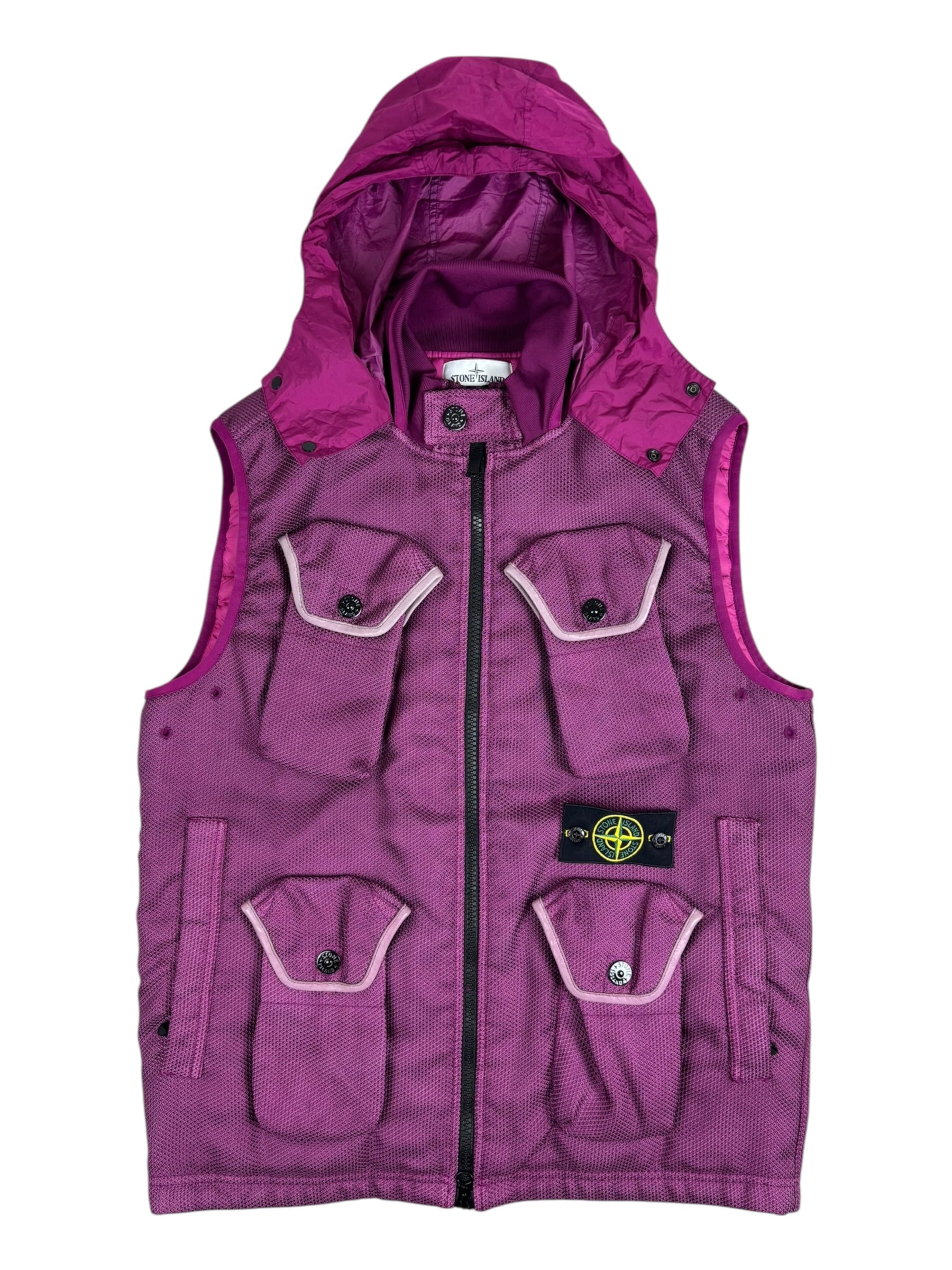 GILET STONE ISLAND MODIFIED PANAMA 6/3 HT NYLON + LEATHER WITH PRIMALOFT-TC - VIOLET - TAILLE L