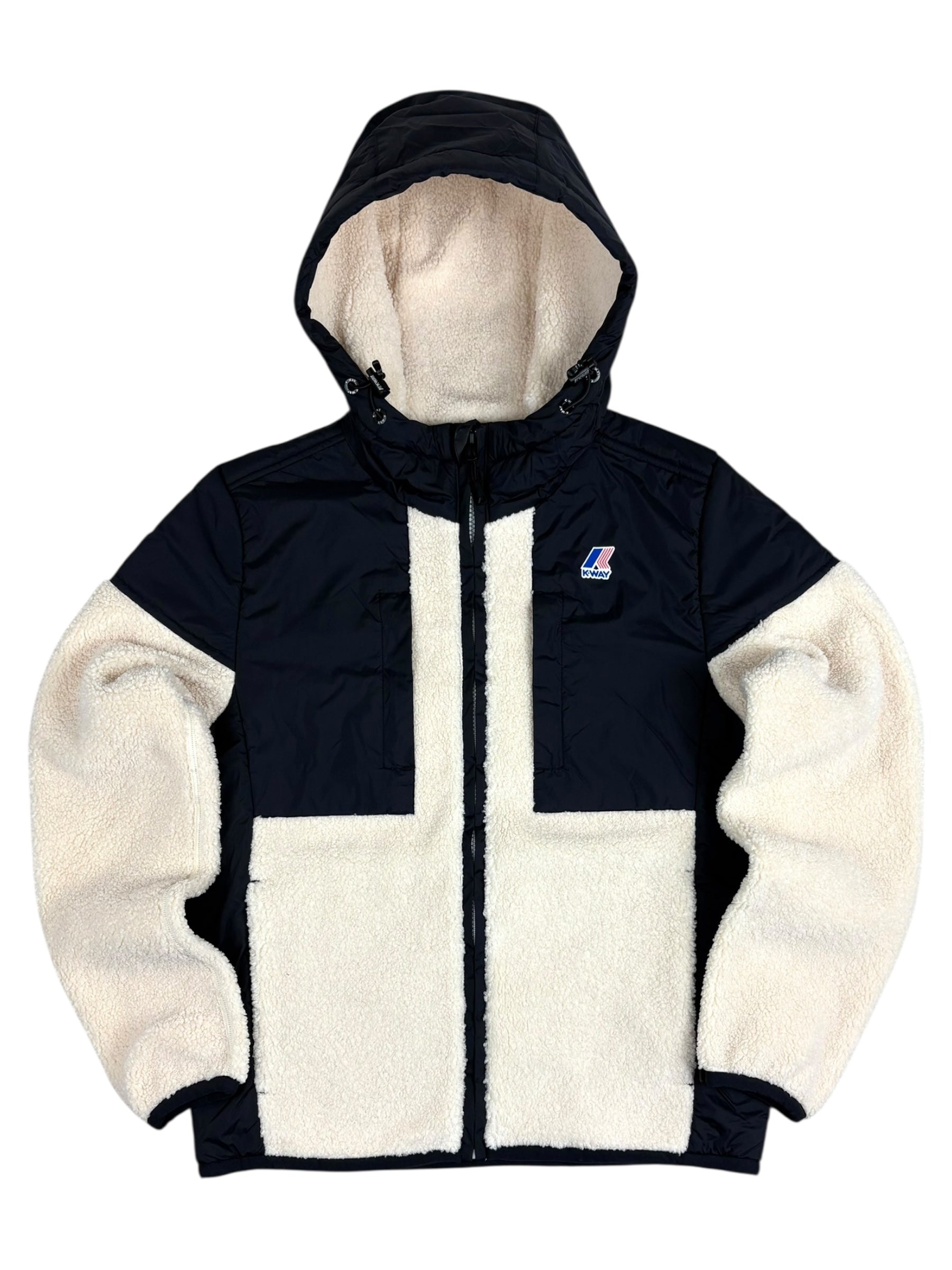 VESTE POLAIRE K-WAY SAMSON 4.0 ORSETTO - BLACK PURE-ECRU - NEUF