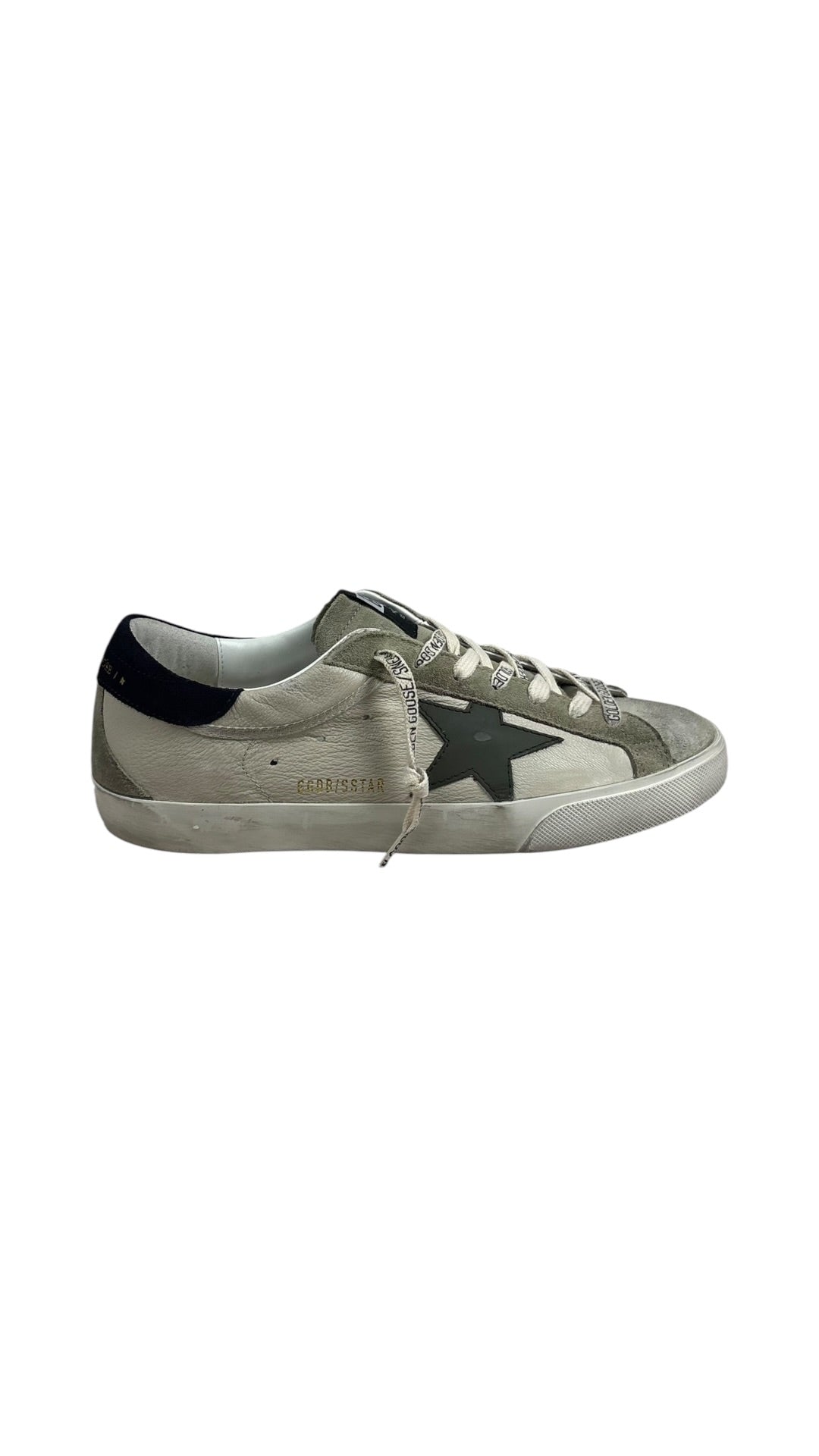 Sneakers Golden Goose Super-Star nappa et daim crème gris olive neuf - vue 1/4