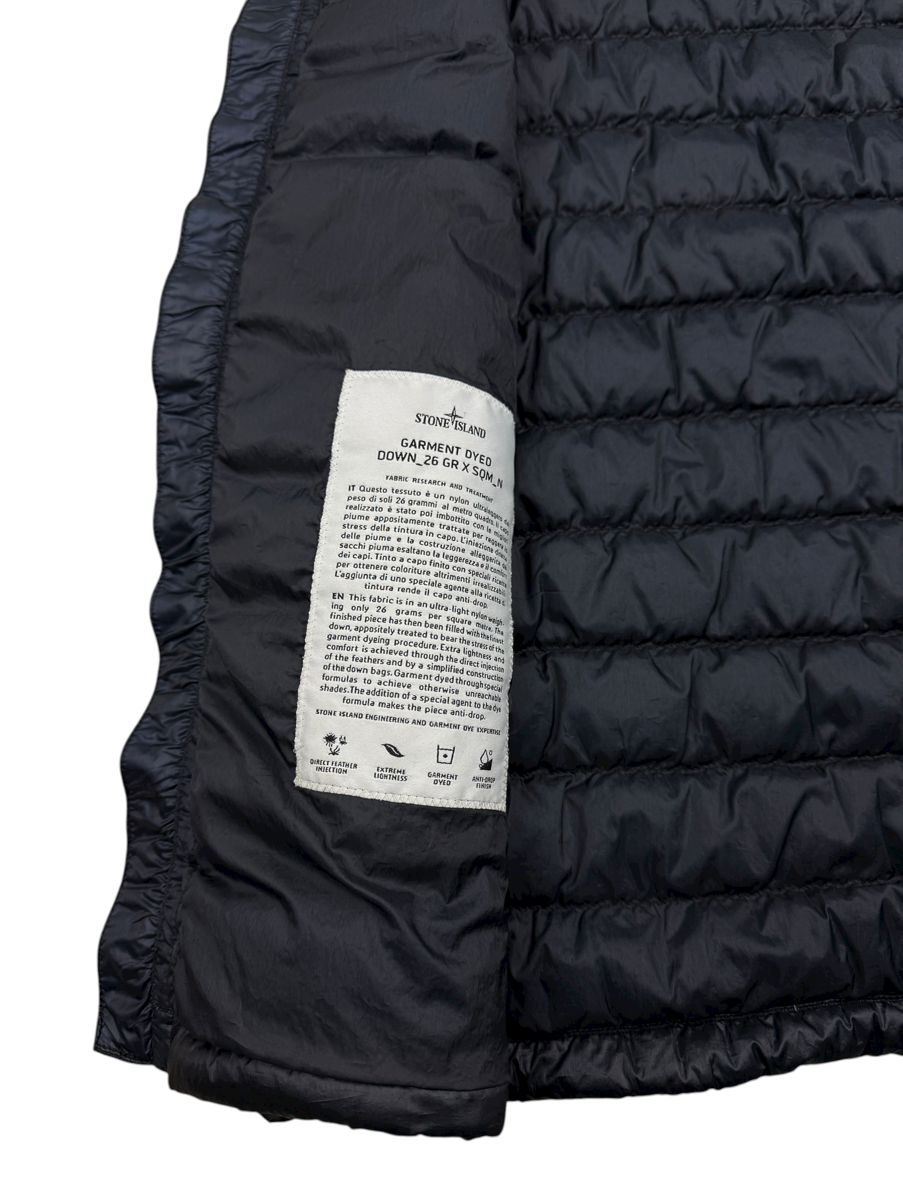 GILET STONE ISLAND GARMENT DYED DOWN 26 GR X SQM N  - NOIR - TAILLE S