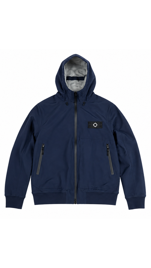 Ma.Strum Soft Shell Hooded Jacket - Navy - Size M