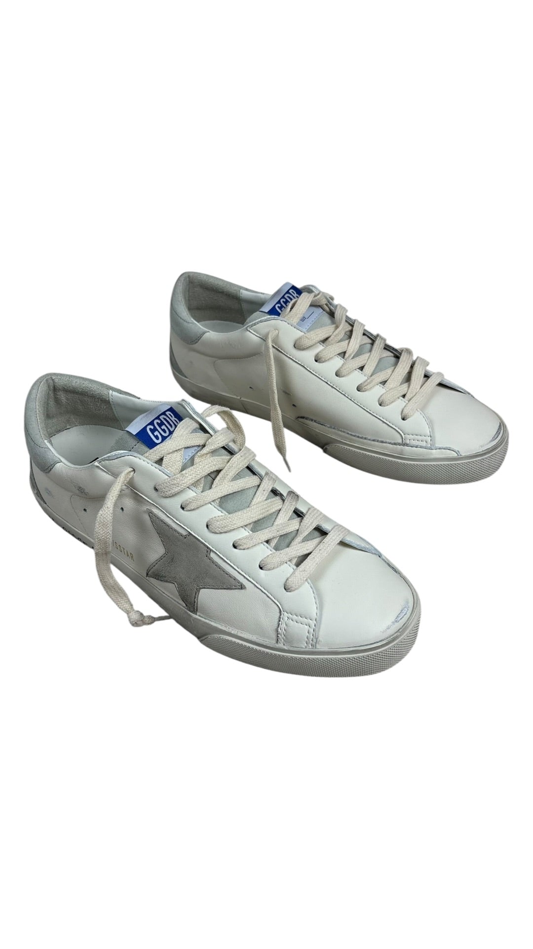 Sneakers Golden Goose Super-Star nappa et nubuck blanc gris glacé neuf - vue 3/4
