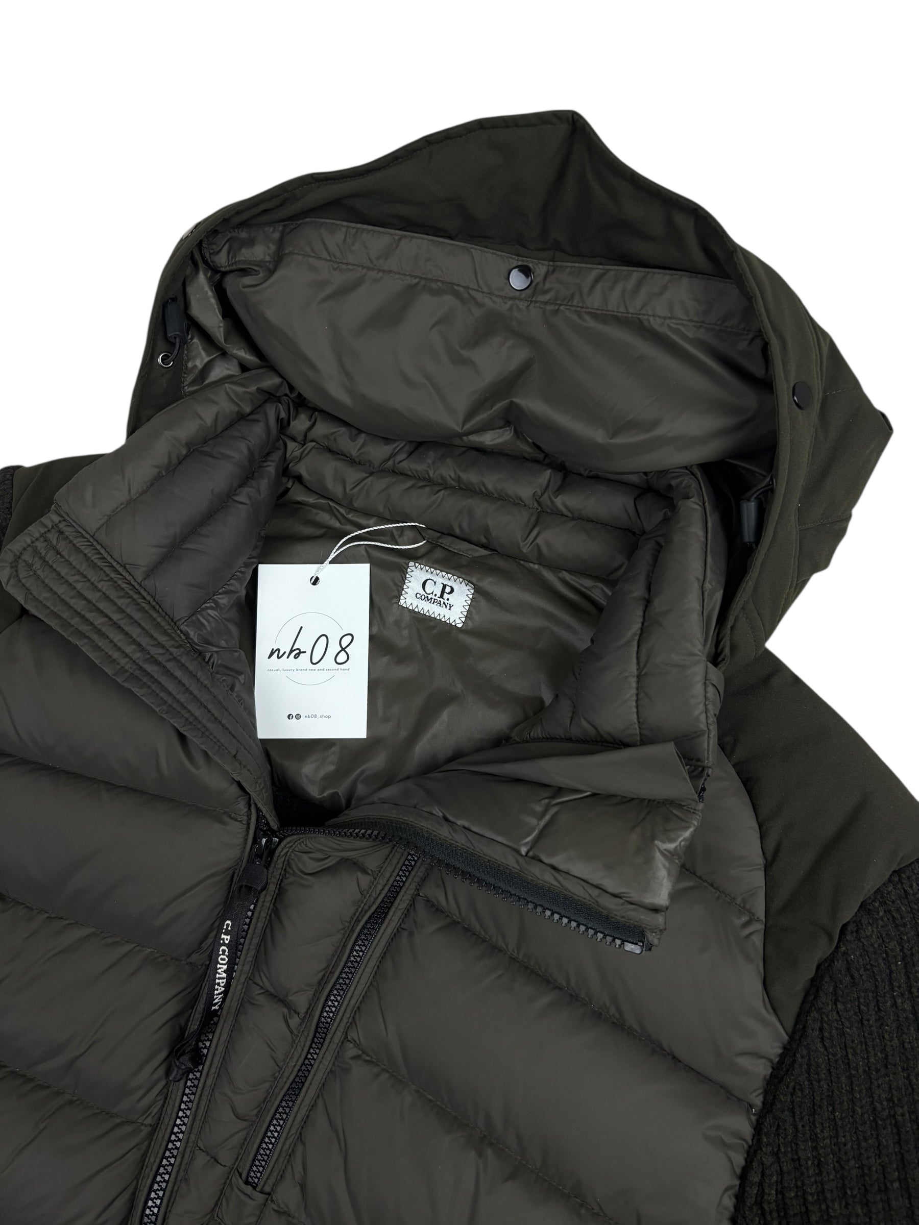 CARDIGAN C.P COMPANY DOWN GOGGLE JACKET - KAKI - TAILLE 52