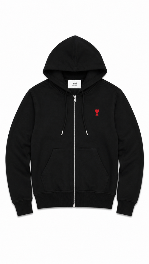Sweat à Capuche Zippé Ami de Coeur Ami Paris - Noir - Neuf