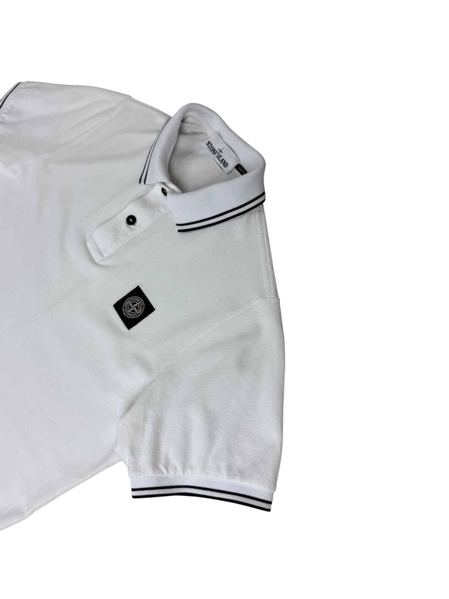 POLO MANCHES COURTES STONE ISLAND - BLANC - TAILLE S