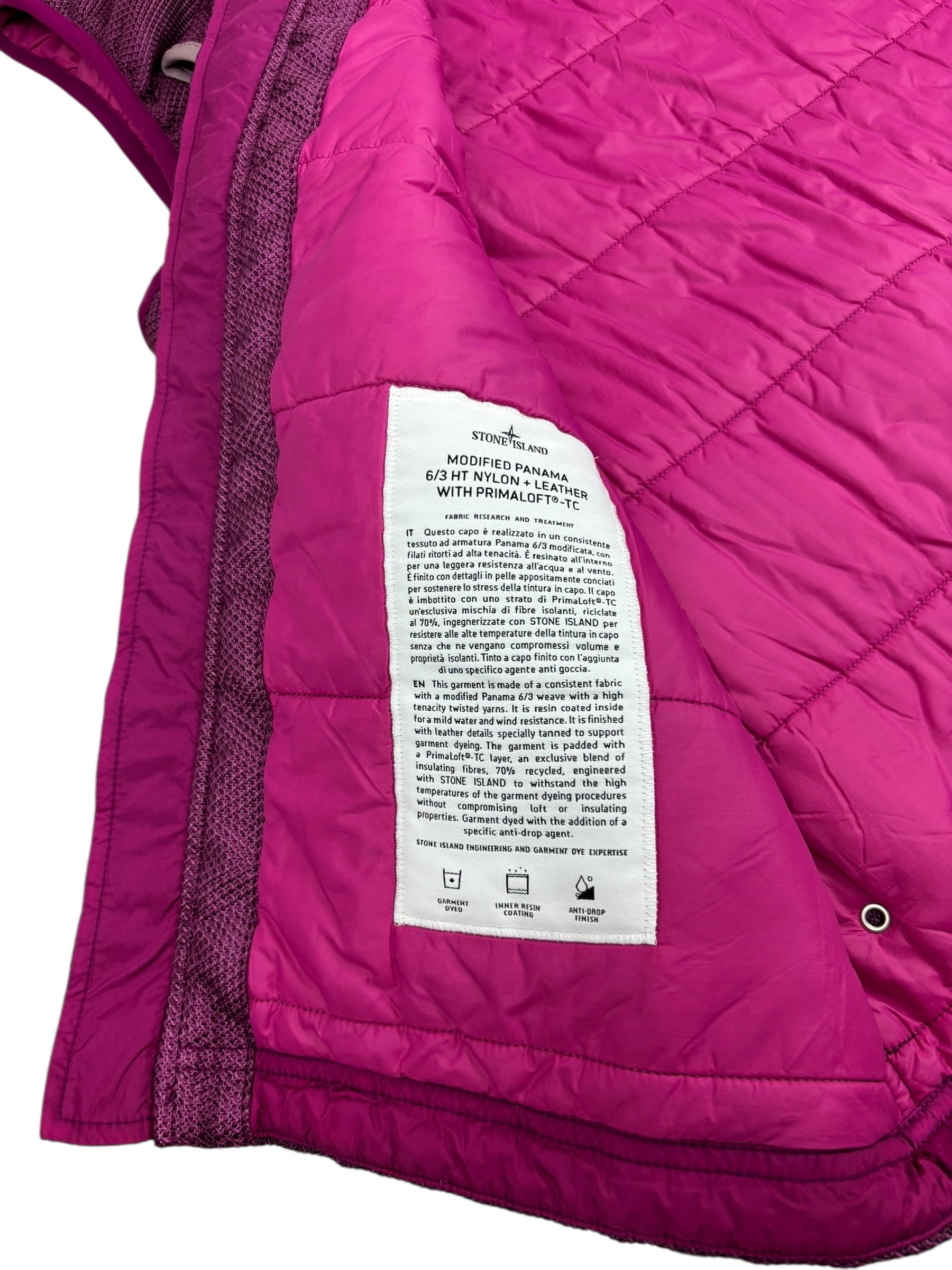 GILET STONE ISLAND MODIFIED PANAMA 6/3 HT NYLON + LEATHER WITH PRIMALOFT-TC - VIOLET - TAILLE L