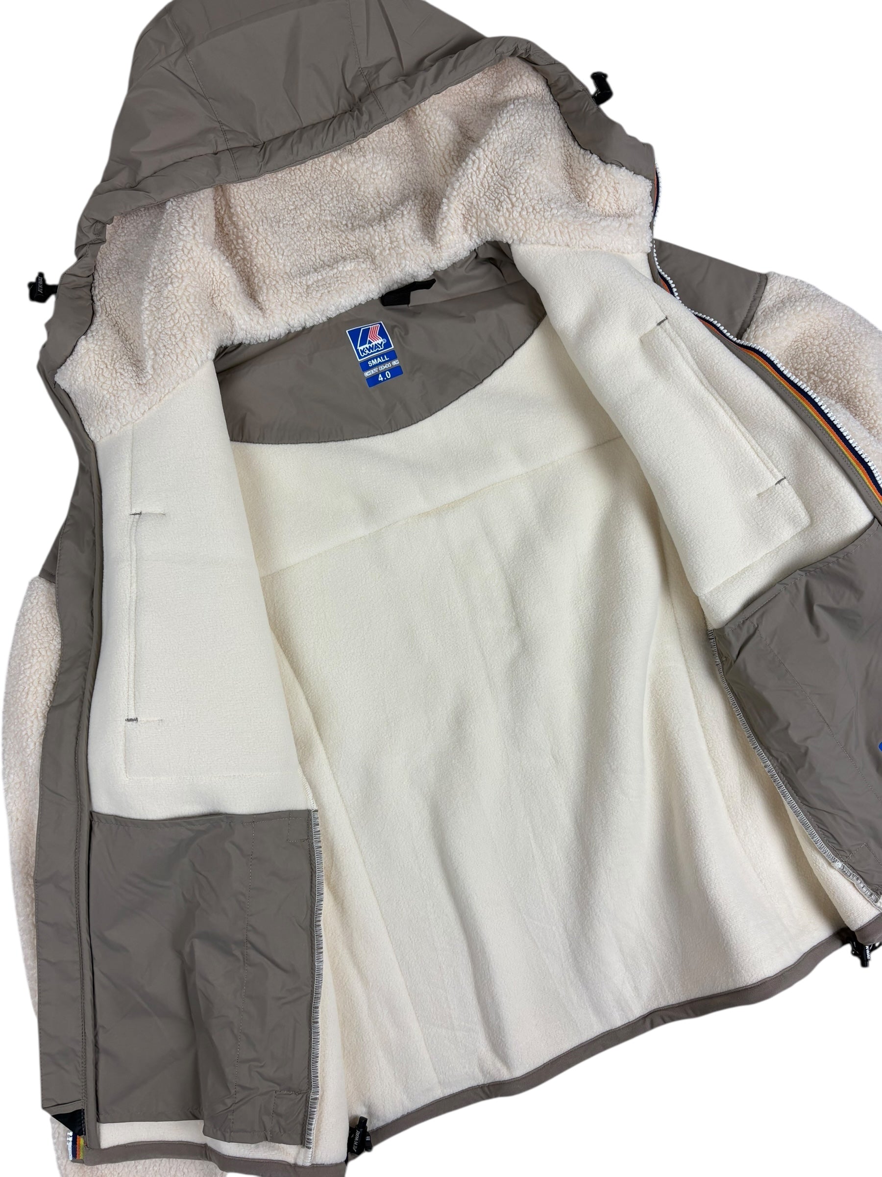 VESTE POLAIRE K-WAY SAMSON 4.0 ORSETTO - BEIGE TAUPE-ECRU - NEUF
