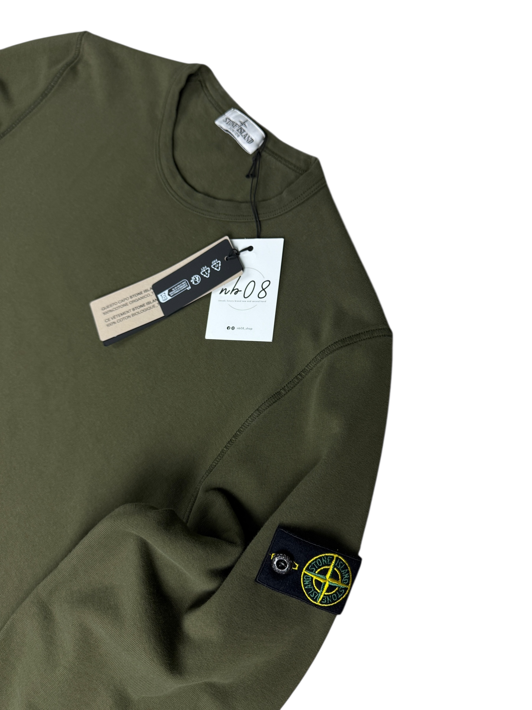 CREWNECK STONE ISLAND - KAKI - TAILLE 14 ANS - NEUF