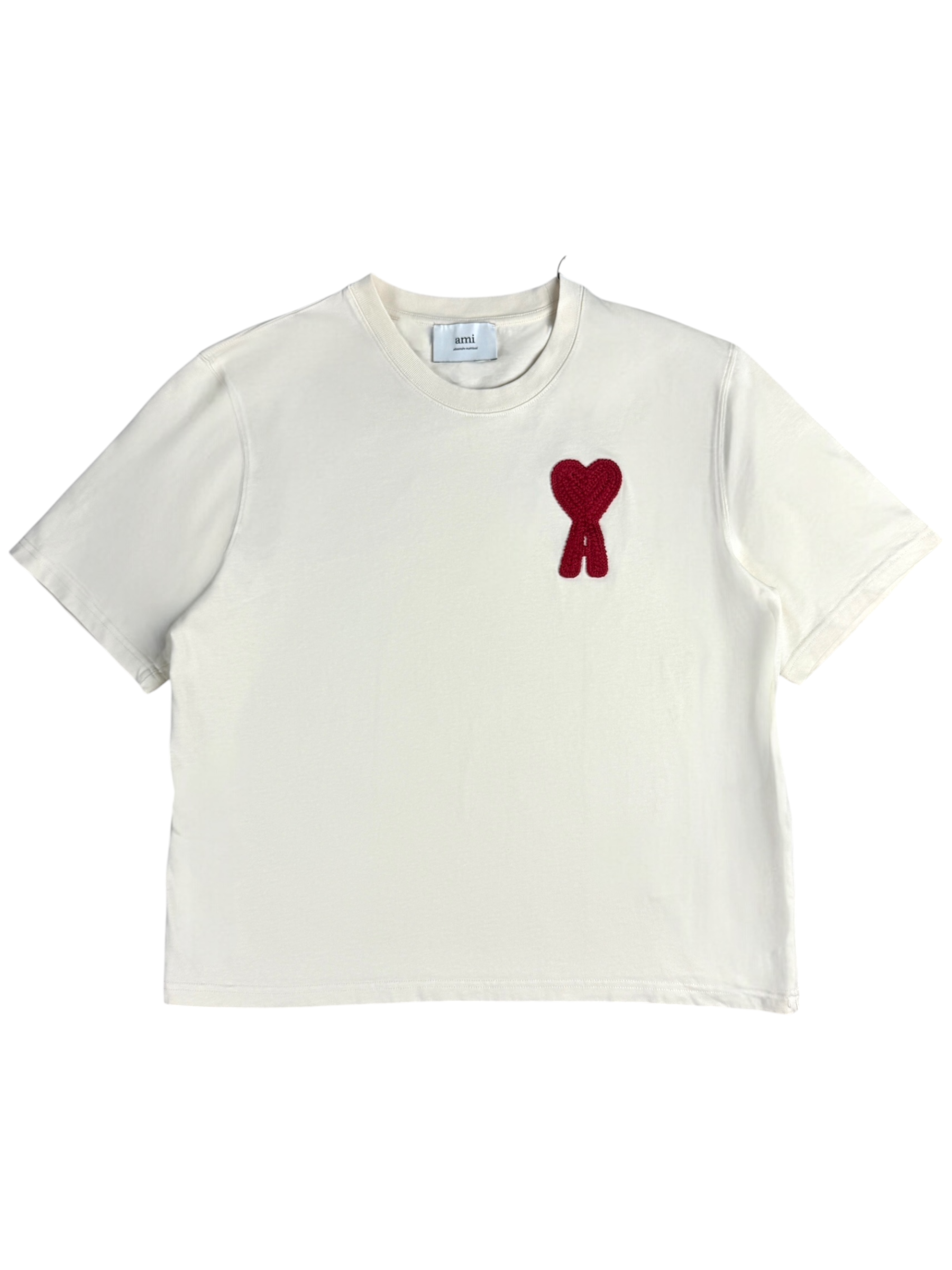 TEE-SHIRT AMI PARIS CŒUR ROUGE - CRÈME - NEUF