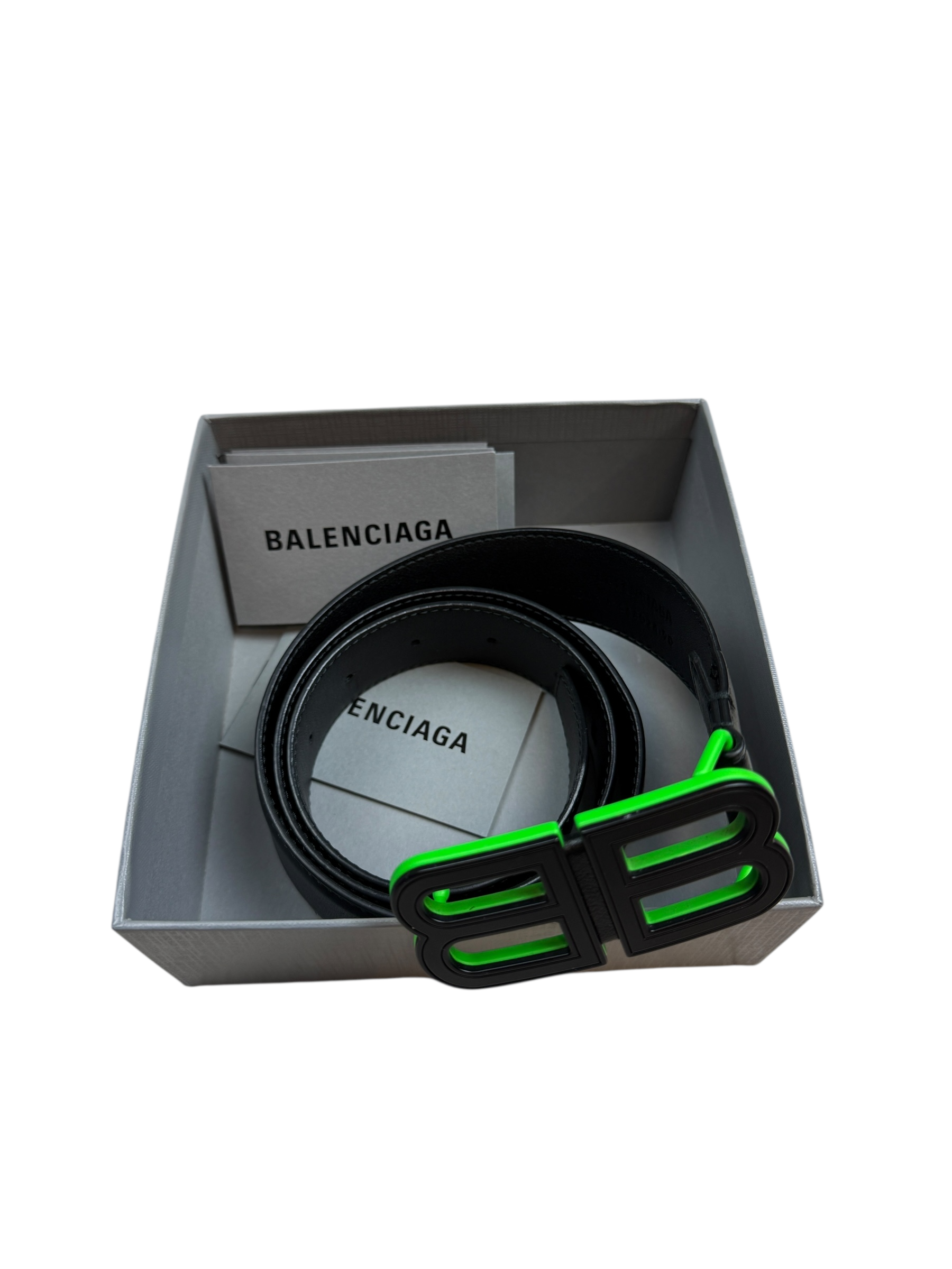 CEINTURE BALENCIAGA - NOIR / VERT NÉON - 102 CM
