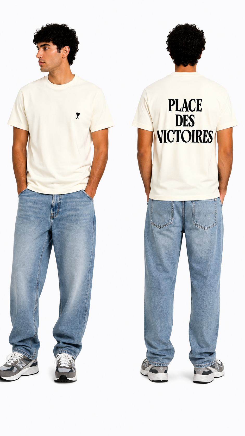 Tee-shirt AMI Paris Place des Victoires - Blanc Crème - Neuf