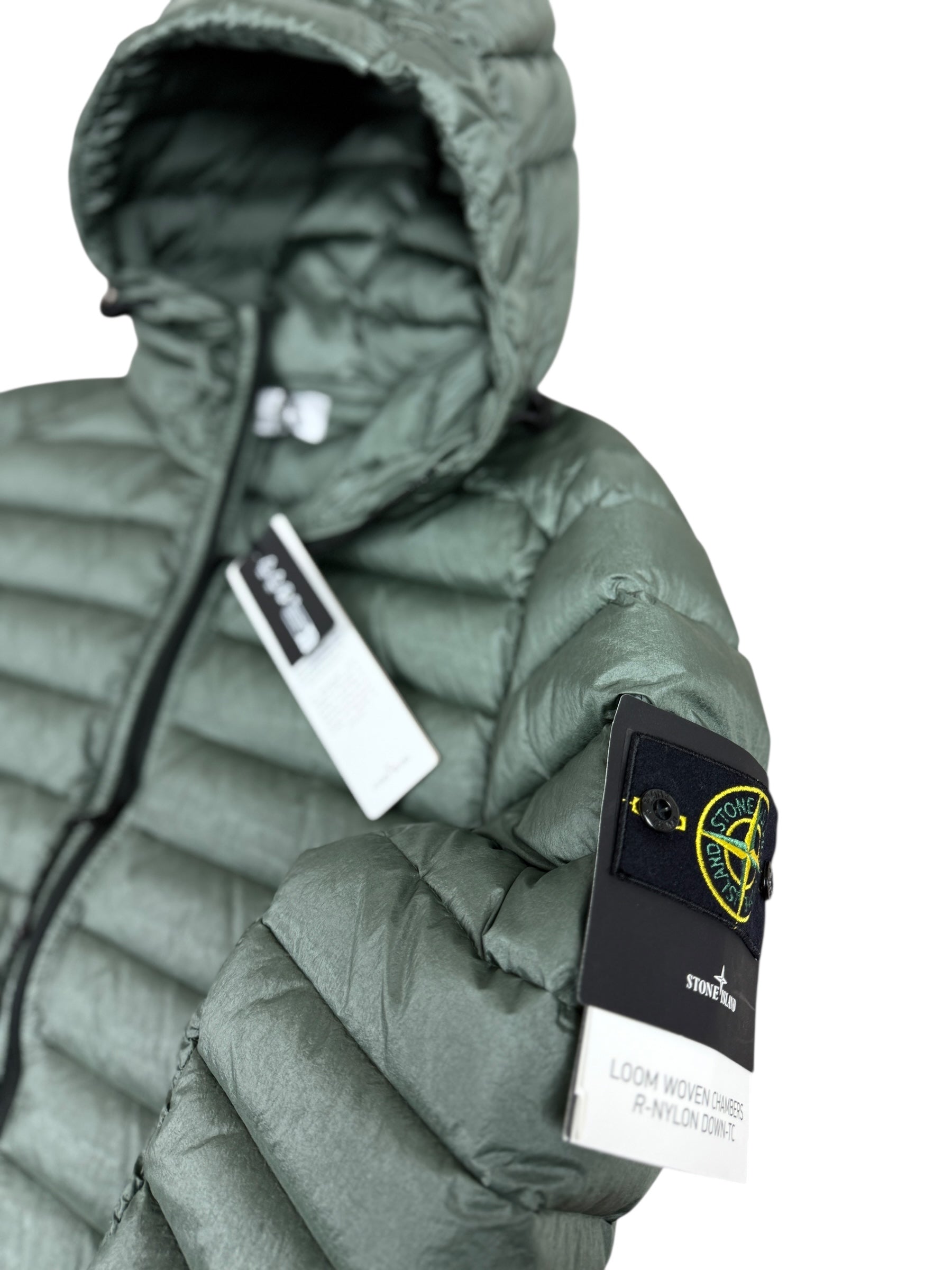DOUDOUNE STONE ISLAND LOOM WOVEN CHAMBERS R-NYLON DOWN-TC - KAKI GRISÉ - TAILLE L - NEUF