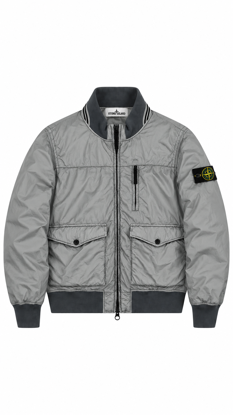 Veste Stone Island Garment Dyed Nylon Tela Quilted Vintage Gris Taille XL – vue de face – NB08 Shop