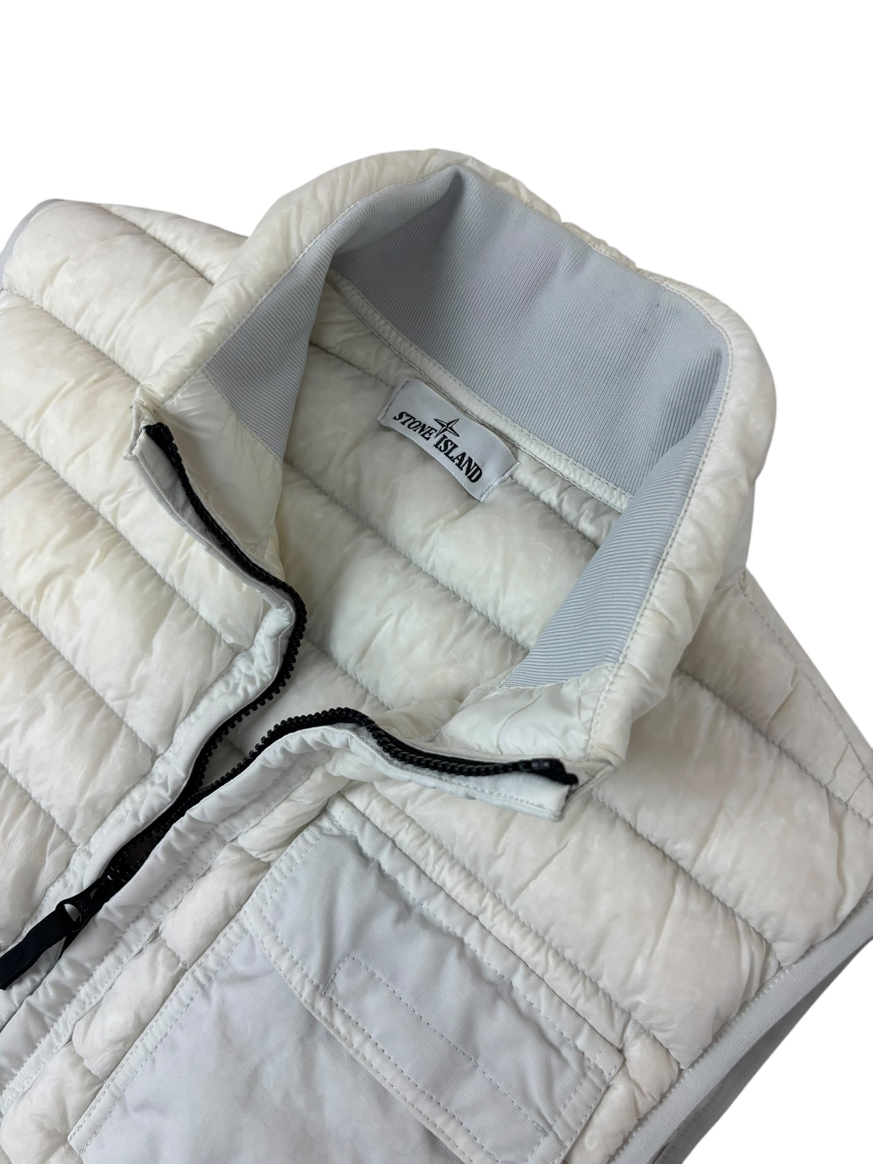 GILET STONE ISLAND GARMENT DYED MICRO YARN DOWN - BLANC - TAILLE M