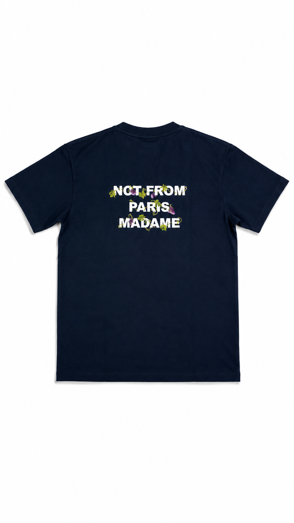 Tee-shirt Drôle de Monsieur Vine Embroidered Slogan bleu marine - Neuf