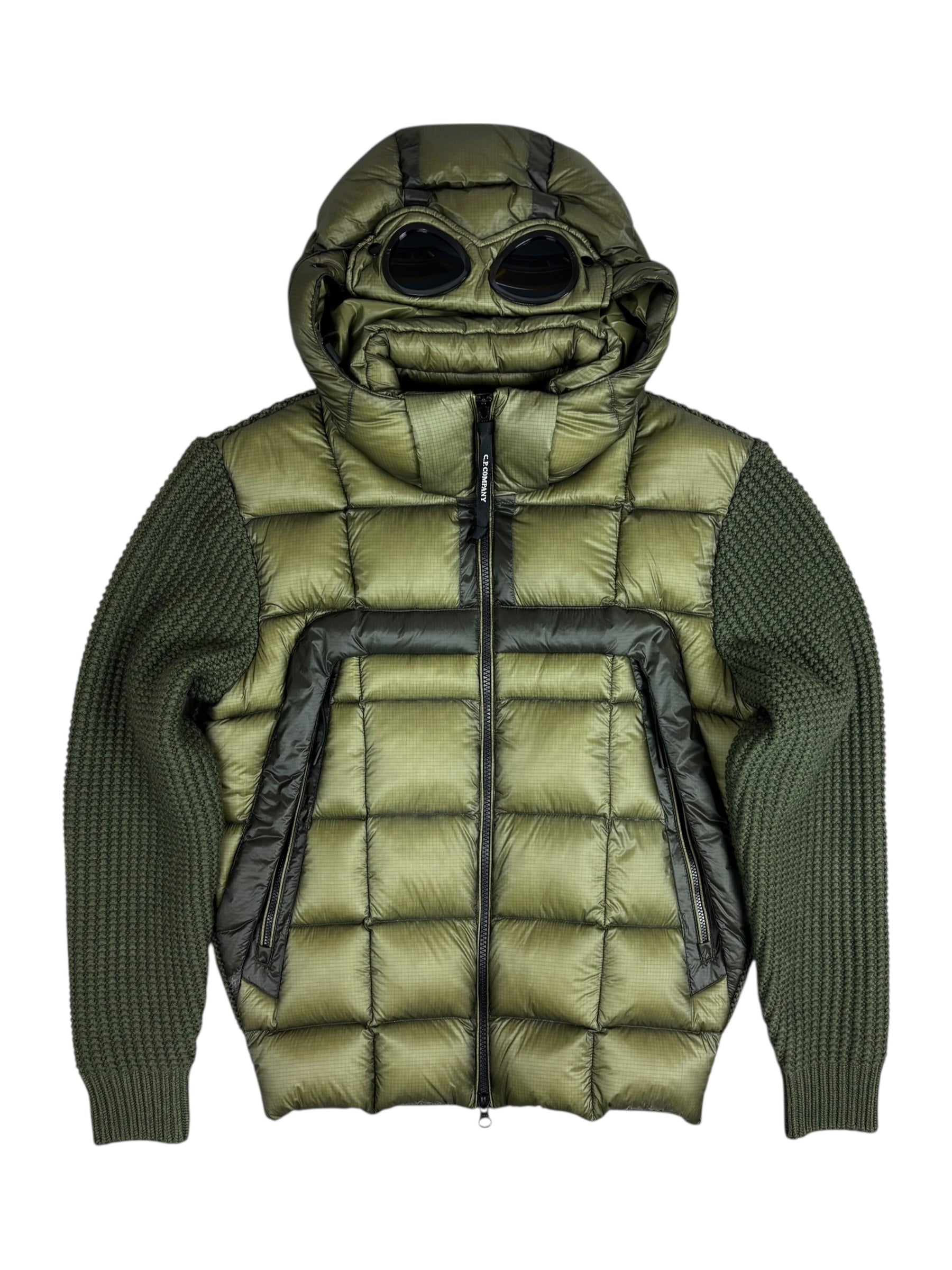 CARDIGAN C.P COMPANY D.D. SHELL DOWN GOGGLE JACKET - KAKI - TAILLE XS - NEUF