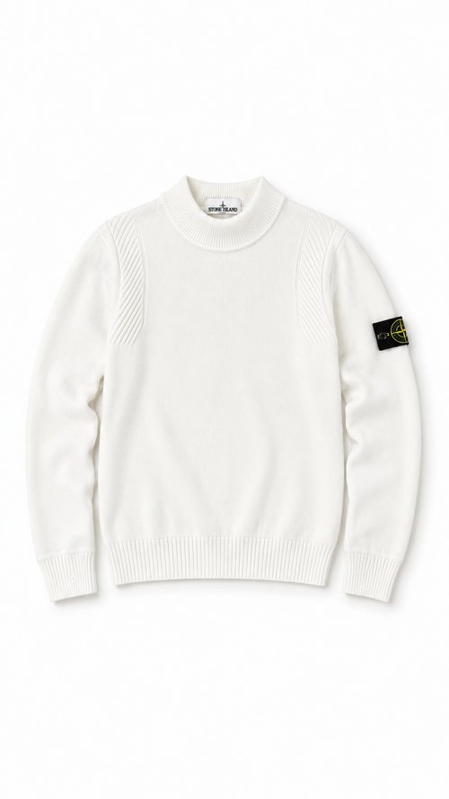 Pull Col Montant Stone Island - Blanc - Taille S