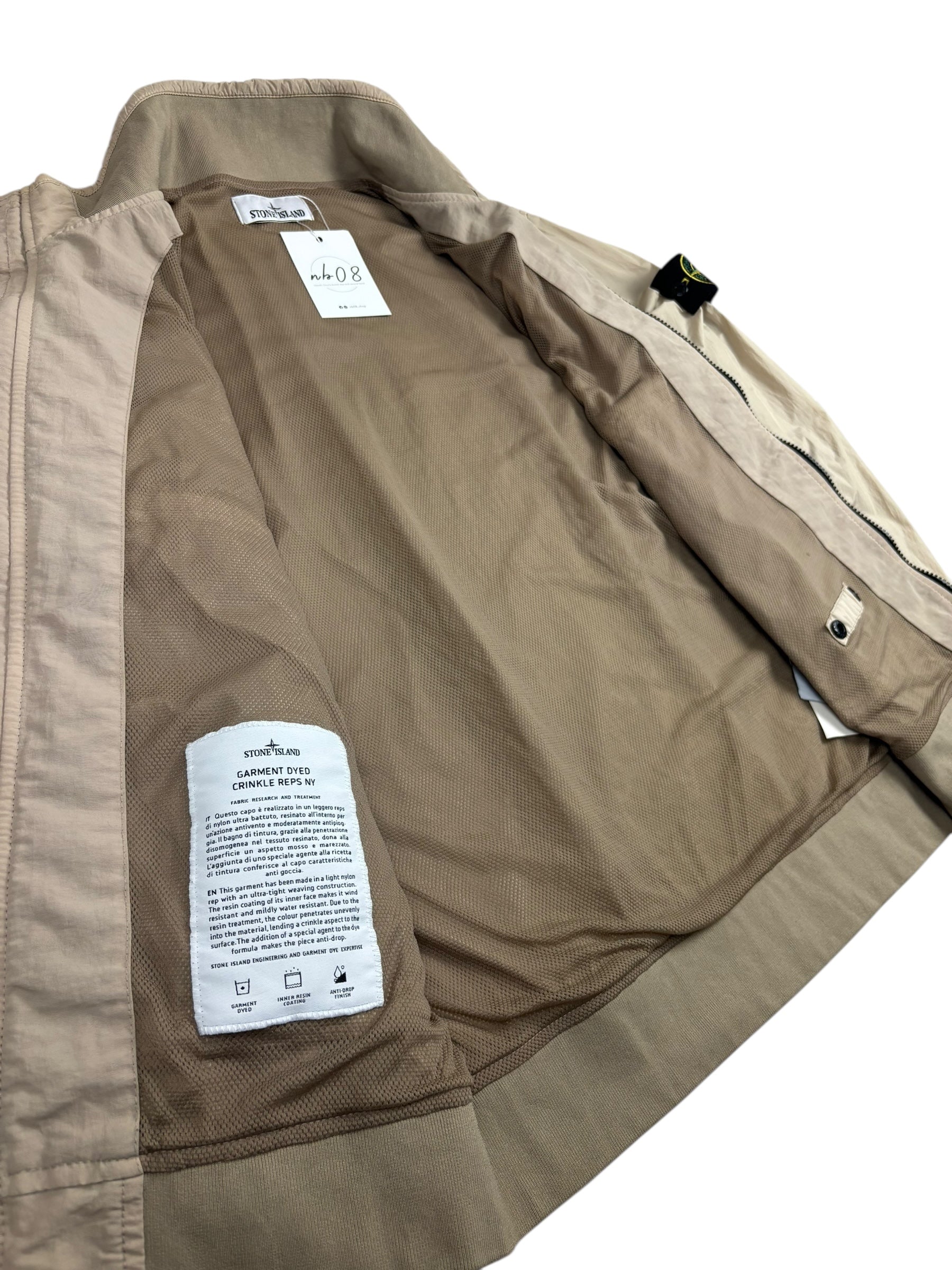 VESTE STONE ISLAND GARMENT DYED CRINKLE REPS NY - CRÈME - TAILLE S